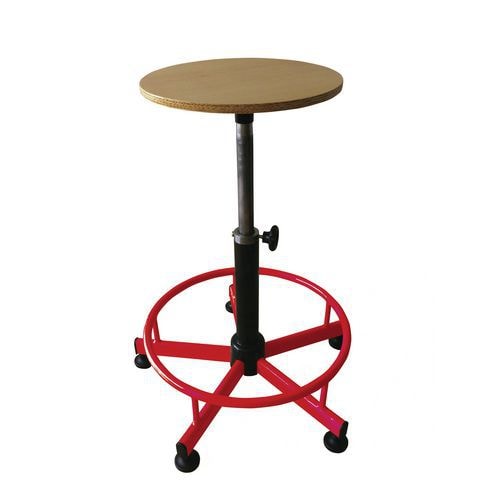 Tabouret réglable de 52 à 70 cm, avec barre repose-pieds, rouge - Image principale