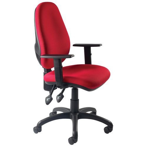 Fauteuil de bureau Saxe accoudoirs réglables coloris rouge - Image principale