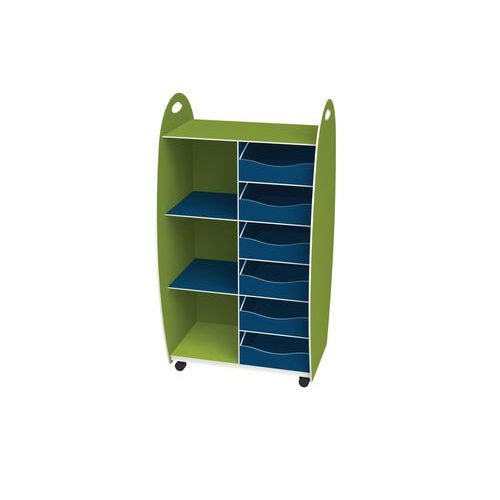 Meuble de rangement Emma hauteur 114 cm 2 étagères 6 tiroirs Anis/Bleu - Image principale