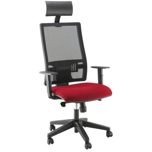 Fauteuil Office dossier résille + têtière assise tissu coloris rouge - Image principale