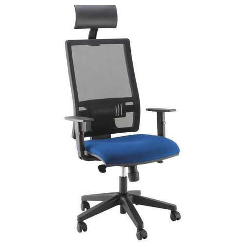 Fauteuil Office dossier résille + têtière assise tissu coloris bleu - Image principale