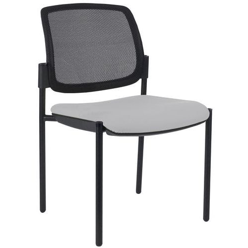 Lot de 2 chaises visiteurs Ritz dossier résille noire assise gris clair - Image principale