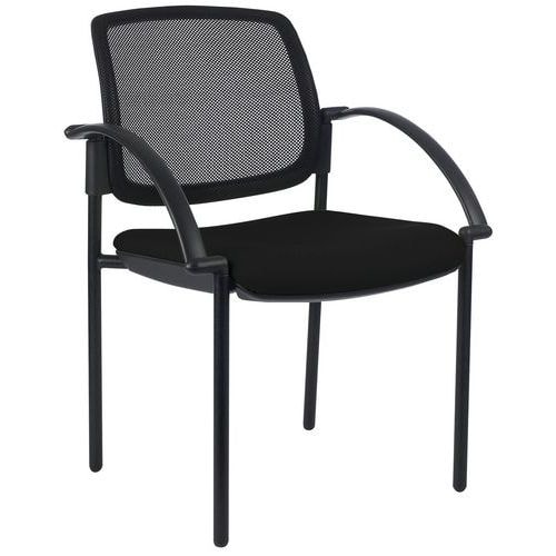 Lot de 2 fauteuils visiteurs Ritz dossier résille assise noire - Image principale