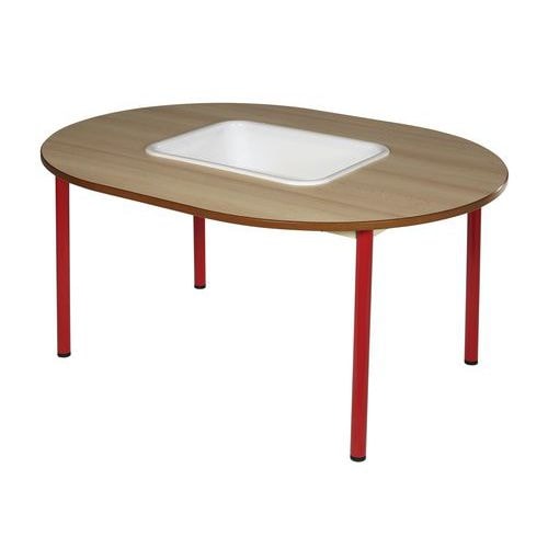 Table fixe Chloé plateau avec bac hêtre 4 pieds ovale - Mobidecor - Image principale