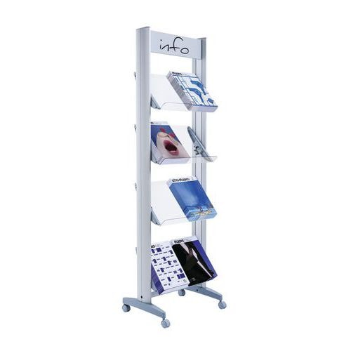Présentoir mobile 4 tablettes pléxi 8 documents 24x32 coloris gris - Image principale