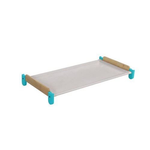 Couchette empilable Lili en toile piètement coloris bleu turquoise - Image principale
