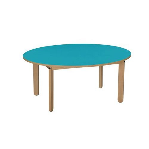 Table Lili ovale, plateau couleur, piétement bois hêtre - Image principale