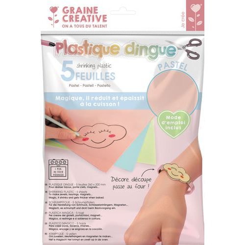 Pochette 5 feuilles plastiques dingue couleurs pastel 20 x 26 cm - Image principale
