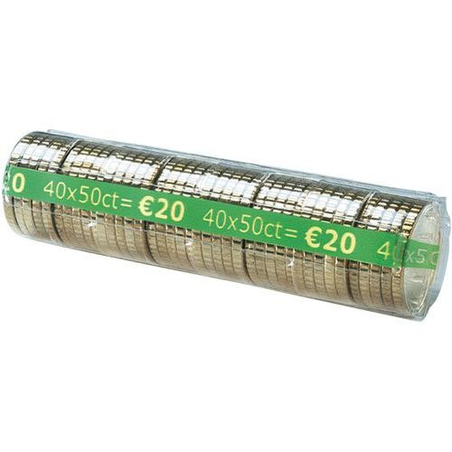 Lot de 100 Étui à monnaie en PET - pièces 0,50 Euro 40 pcs/tube - Image principale