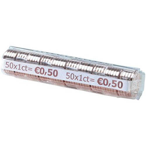 Lot de 100 Étui à monnaie en PET - pièces 0,01 Euro 50 pcs/tube - Image principale