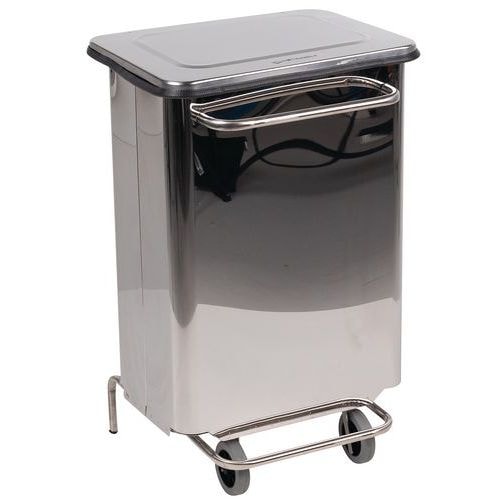 Conteneur mobile à pédale anti-feu inox brillant 70 L - Manutan - Image principale
