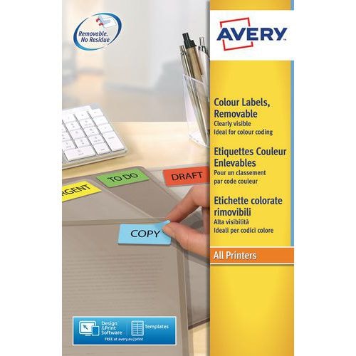 Étiquette couleur repositionnable Avery - Impression laser / jet d'encre, copieur - Image principale