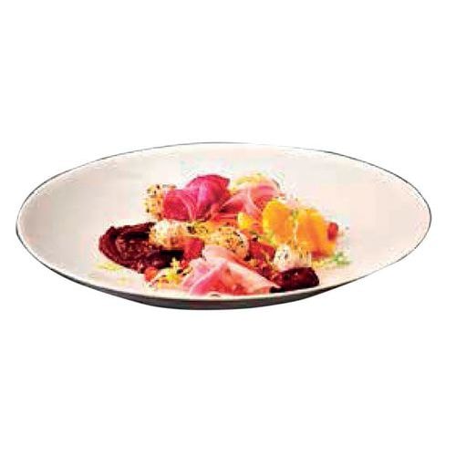 Assiette plate en porcelaine ø28 cm blanc-Fineo - Image principale