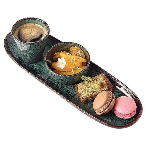 Assiette en grès 33x10,5 cm vert émeraude - Image principale