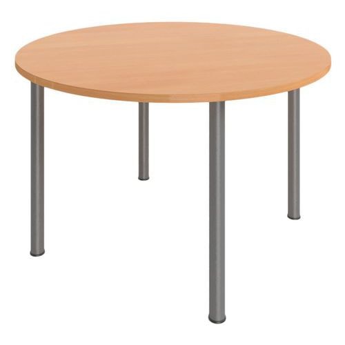 Table réunion 4 pieds métal Ø 120 cm hêtre/alu - Image principale