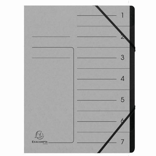 Lot de 10 Trieur agrafé avec élastiques int. noir 7 compart. A4 Gris - Image principale