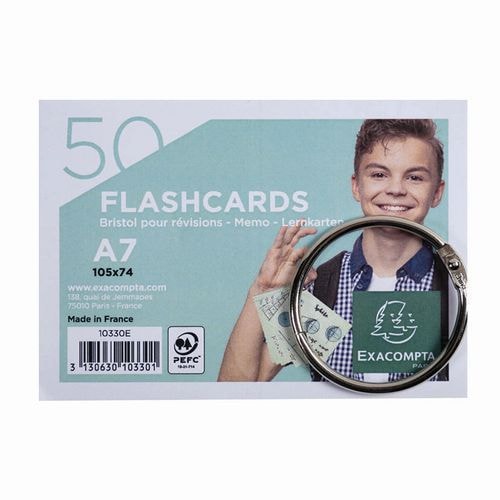 Set de 19 Pk de 50 Flashcards s film+ann. bristol perforé A7assorties - Image principale