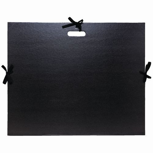 Carton à dessin kraft noir vernis avec rubans et poignée - Image principale