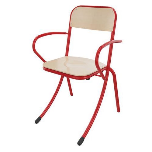 Fauteuil Trévise AST accotoirs tube - rouge  Ral 3000 - Image principale