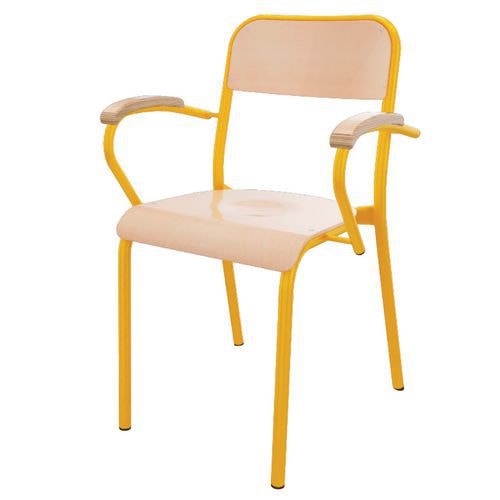 Fauteuil Trévise 4 pieds accotoirs hêtre - jaune - Image principale