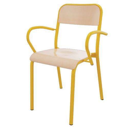 Fauteuil Trévise 4 pieds accotoirs tube - jaune - Image principale