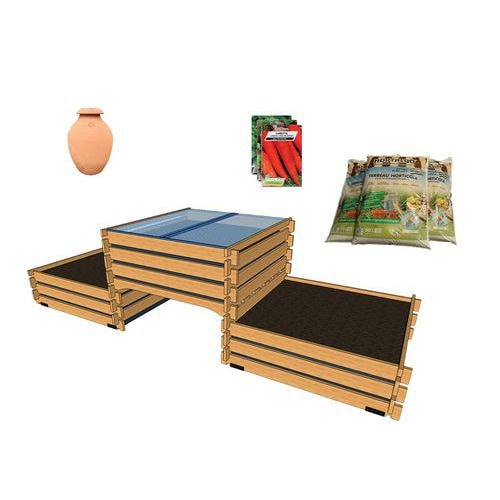 Pack complet : trio potager 3 x 1 m² - terreau et graines - Image principale