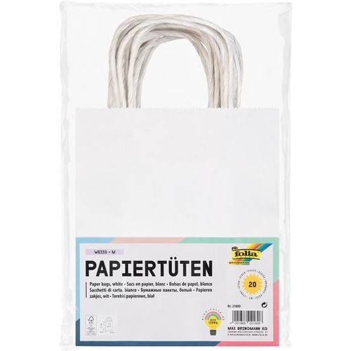 Sac en papier blanc vergé à décorer (Lot de 20) - Image principale