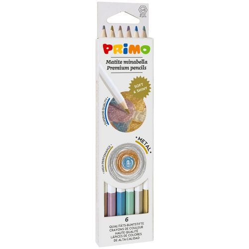 Etui de 6 crayons de couleur métallisées assorties - Image principale