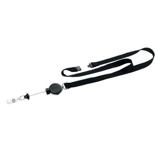 Lacet textile avec enrouleur pour badge - noir - Image principale