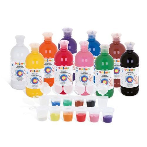 Assortiment 10 flacons 750 ml gouache aux doigts + 12 réservoirs offerts - Image principale
