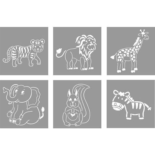 Set 6 pochoirs animaux 15 x 15 cm - Image principale