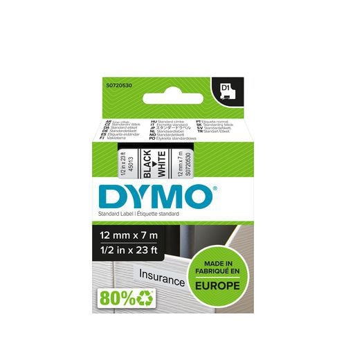 Ruban Dymo 1000, 4500 D1 12 mm x 7 m - noir - Image principale