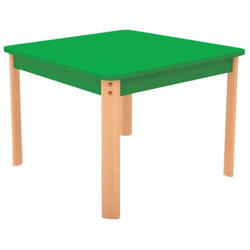 Table Ergo carrée T0 - vert/hêtre - Image principale