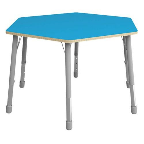 Table Eko hexagonale ø 140 cm réglable T1 à T3 - bleu - Image principale