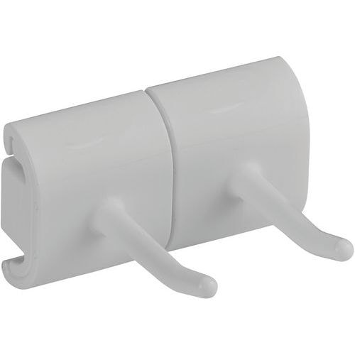 Lot de 5 Support mural hygiénique - Double crochet - 8,3cm - Blanc - Image principale