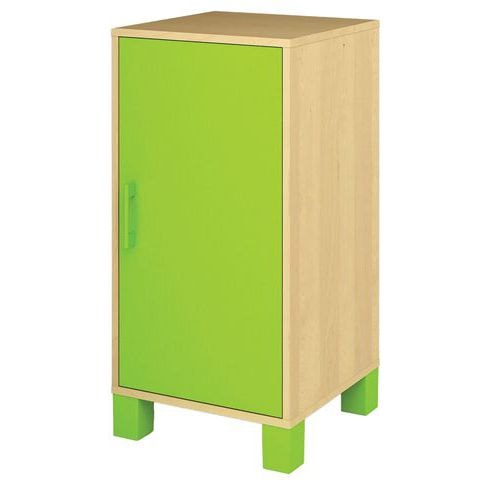 Caisson 1 porte Confetti avec pieds - bouleau/vert - Image principale