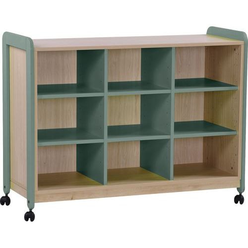 Meuble Lili 3 colonnes 9 niches avec roulettes hauteur 98 cm kaki - Image principale