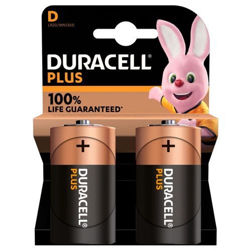Pile alcaline LR20/D x2 DURACELL 100%PLUS - Image principale