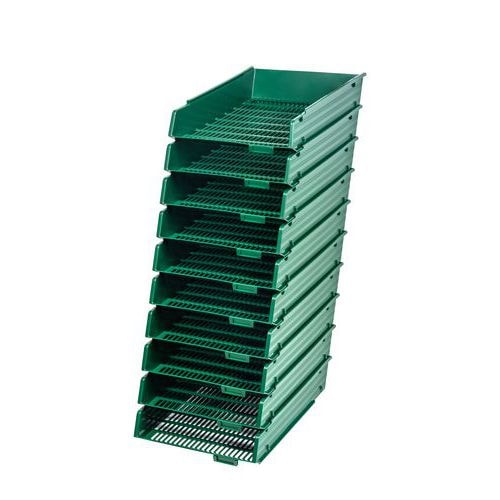 Corbeille à courrier ajourée antichoc souple, dim. 34x25x6,5 cm (Ensemble de 10) - Vert - Image principale