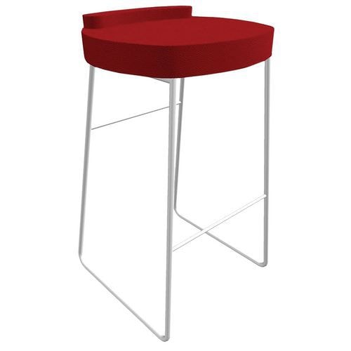 Tabouret POLO assise Groseille pied Blanc - Image principale