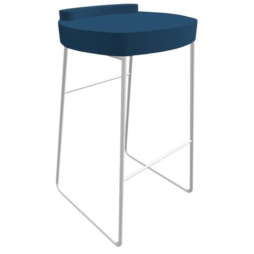 Tabouret POLO assise Pétrole pied Blanc - Image principale