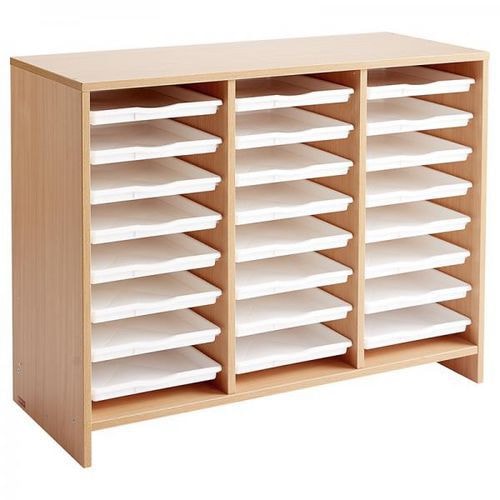 Meuble bas 24 plateaux blancs - Teinte Hêtre - Image principale