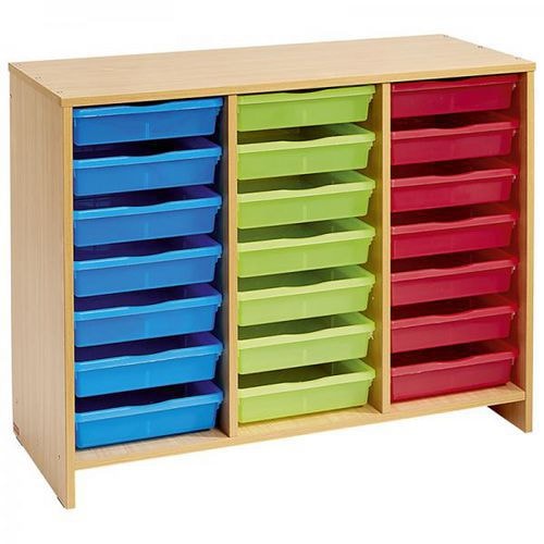 Meuble bas 21 bacs multicolores - Teinte Hêtre - Image principale