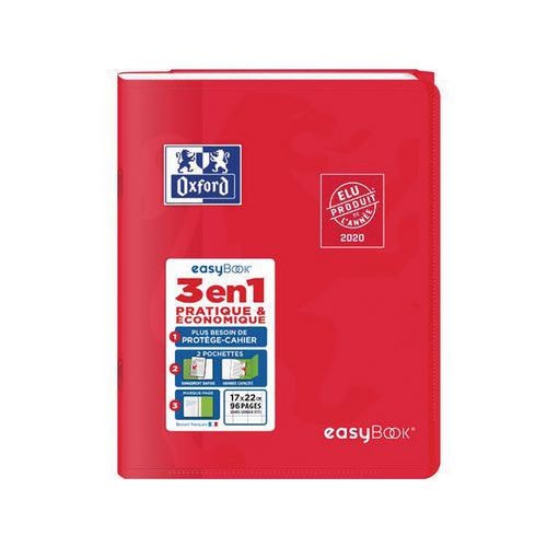 OXFORD Cahier EasyBook 17x22cm Grands Carreaux Seyès 96 Pages Agrafées Couverture Polypro Coloris Assortis - Image principale