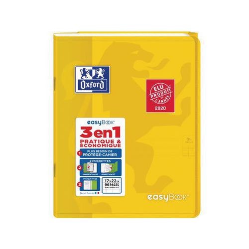 OXFORD Cahier EasyBook 17x22cm Grands Carreaux Seyès 96 Pages Agrafées Couverture Polypro Jaune - Image principale