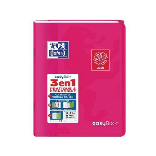 OXFORD Cahier EasyBook 17x22cm Grands Carreaux Seyès 96 Pages Agrafées Couverture Polypro Rose - Image principale
