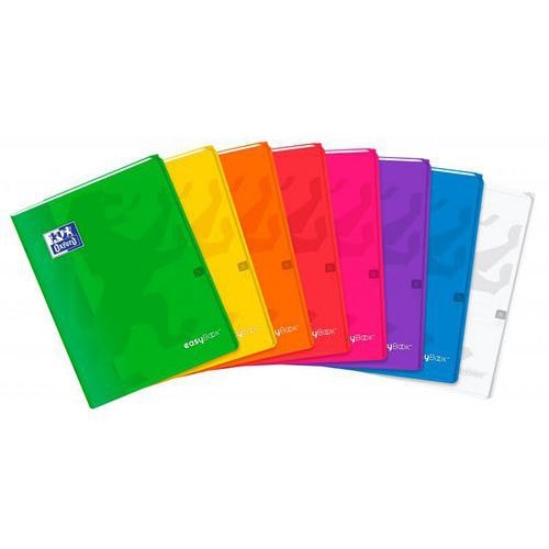 OXFORD Cahier EasyBook 24x32cm Petits Carreaux 5mm Margés 96 Pages Agrafées Couverture Polypro Coloris Assorti - Image principale
