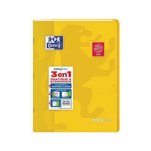 OXFORD Cahier EasyBook 24x32cm Grands Carreaux Seyès 96 Pages Agrafées Couverture Polypro Jaune - Image principale