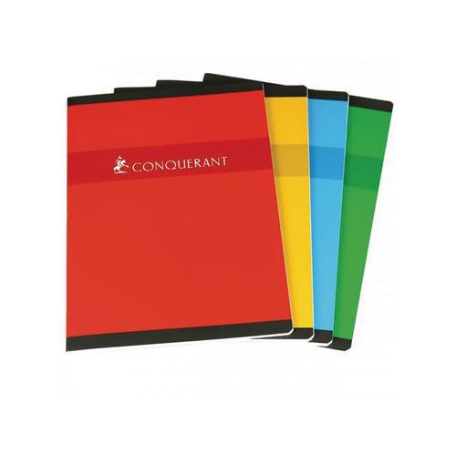 CONQUERANT Cahier A4 Grands Carreaux Seyès 96 Pages Agrafées Couverture Carte Coloris Assortis - Image principale