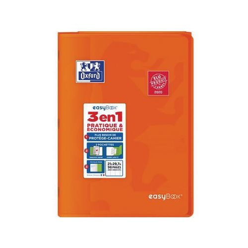 OXFORD Cahier EasyBook A4 Grands Carreaux Seyès 96 Pages Agrafées Couverture Polypro Orange - Image principale